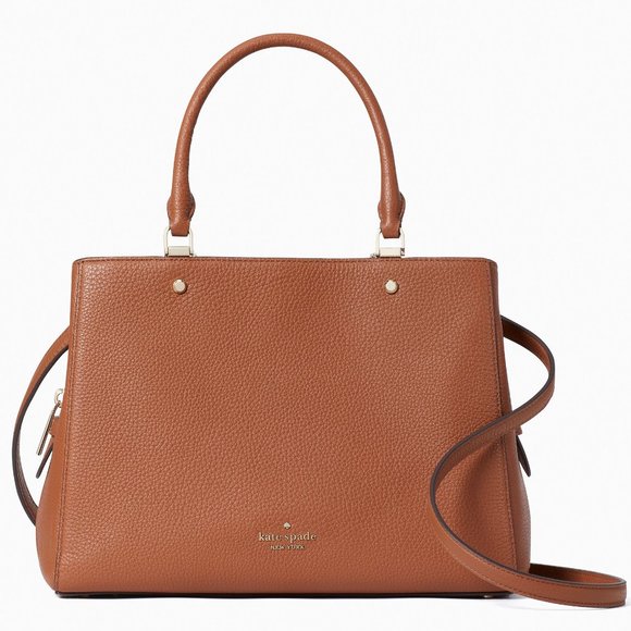 New Kate Spade Leila Medium Triple Compartment Satchel Leather Warm Gingerbread - Picture 1 of 3